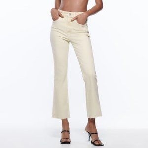 Zara High Rise Cropped Flare Jeans